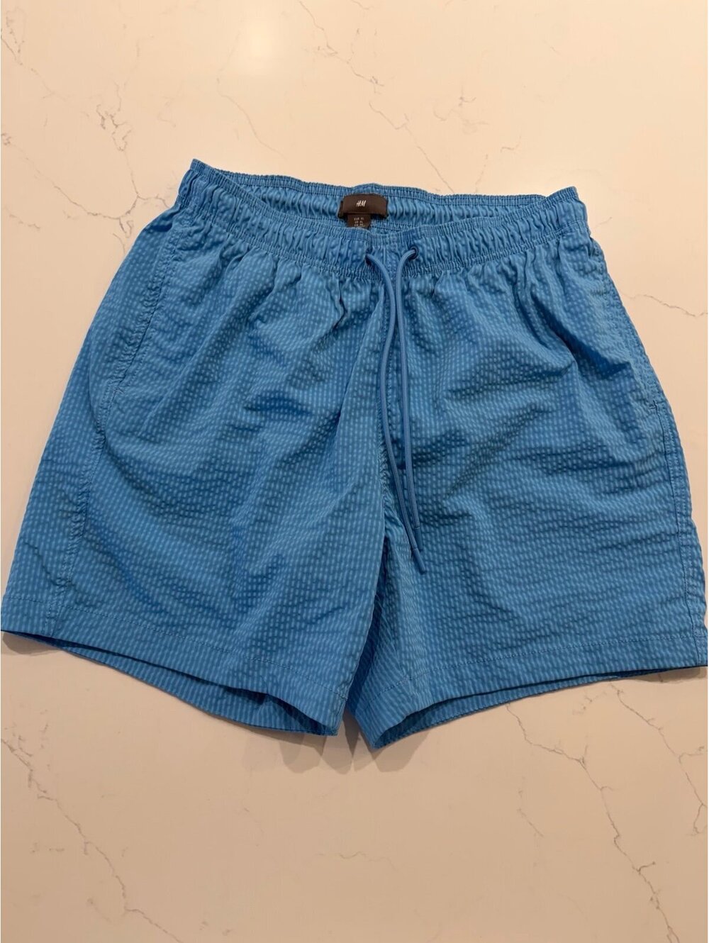 HM Mens Light Blue Seersucker Swim Trunks Size XL 5 Inseam